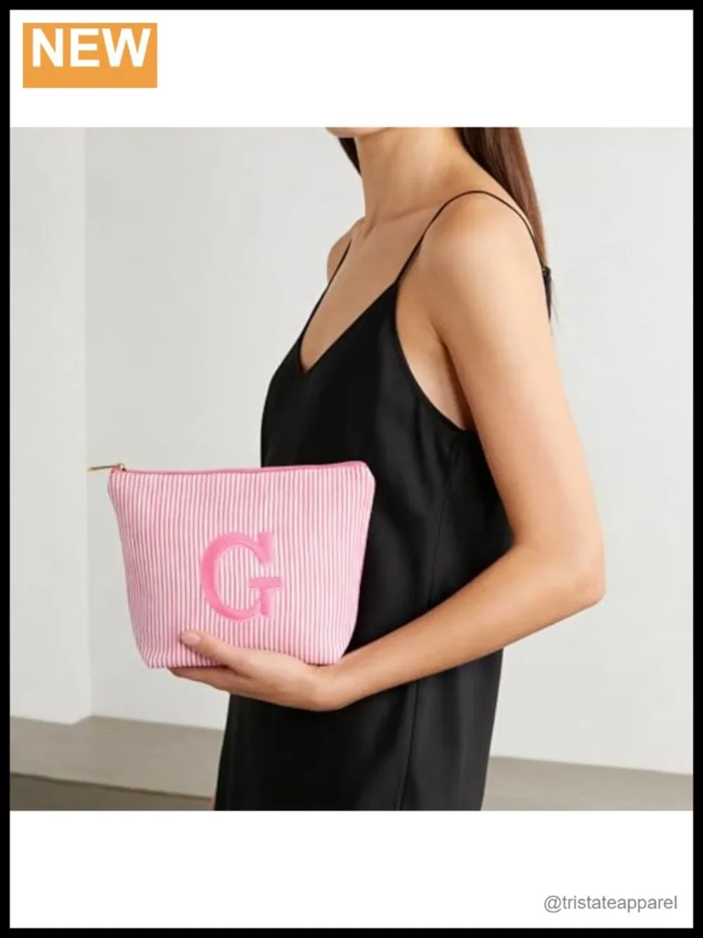 Seersucker Toiletry Makeup Bag Set with Embroidered Initial, Travel Cosmetic